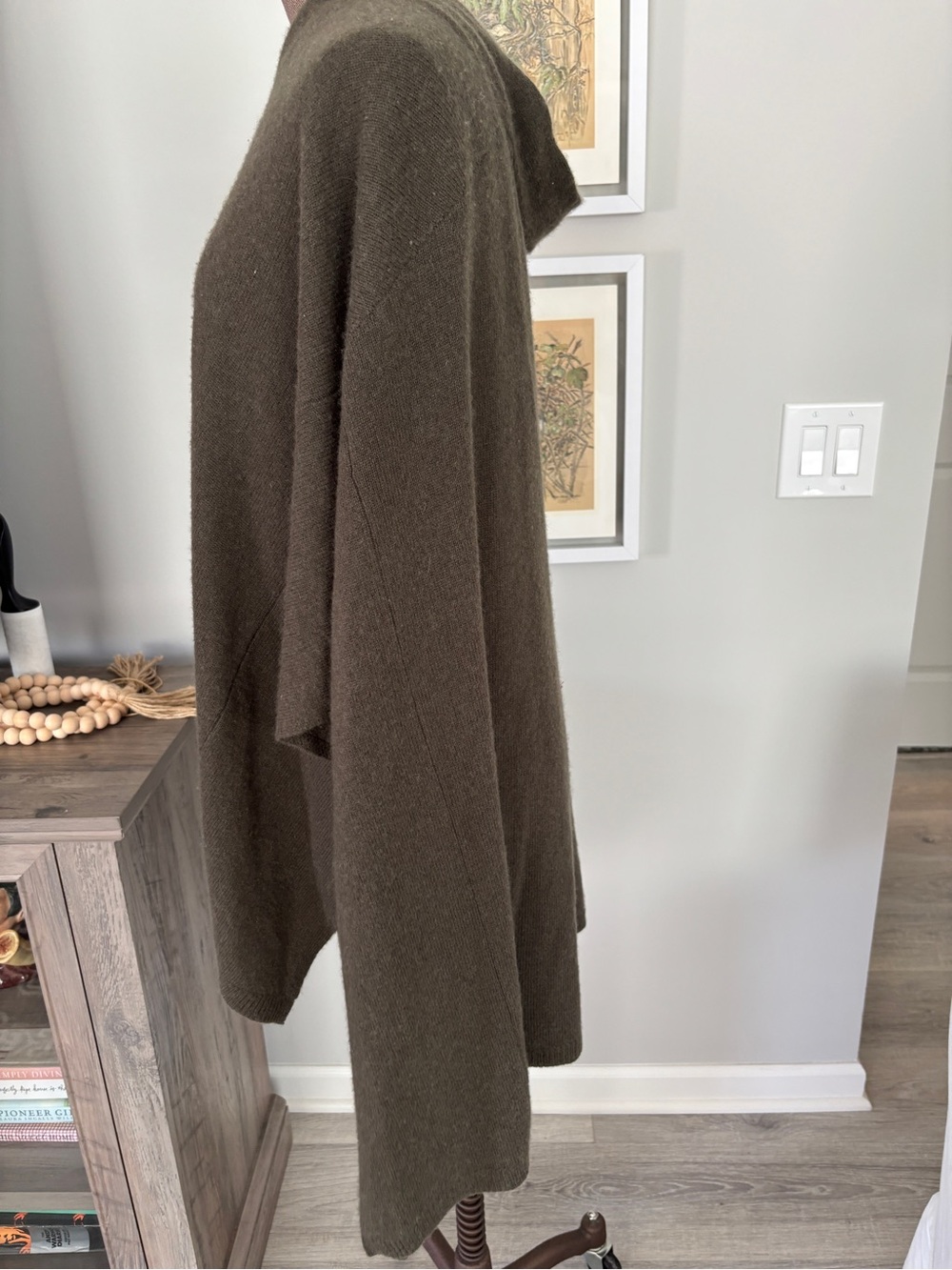 Halogen Olive Knit Poncho Cashmere one size O